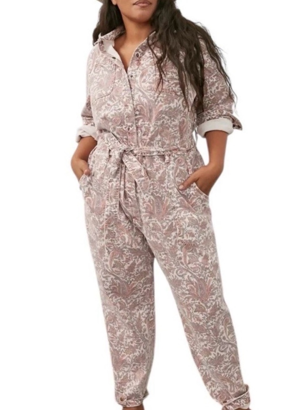Anthropologie paisley jumpsuit belted, boho, cottage core, western size small - Picture 2 of 7